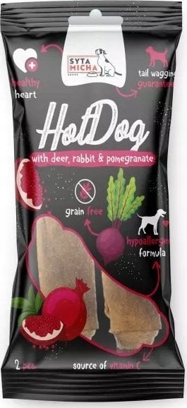 Syta Micha SYTA MICHA - HotgDo do żucia Królik z granatem w skórze jelenia -przysmak dla psa - 2 szt.