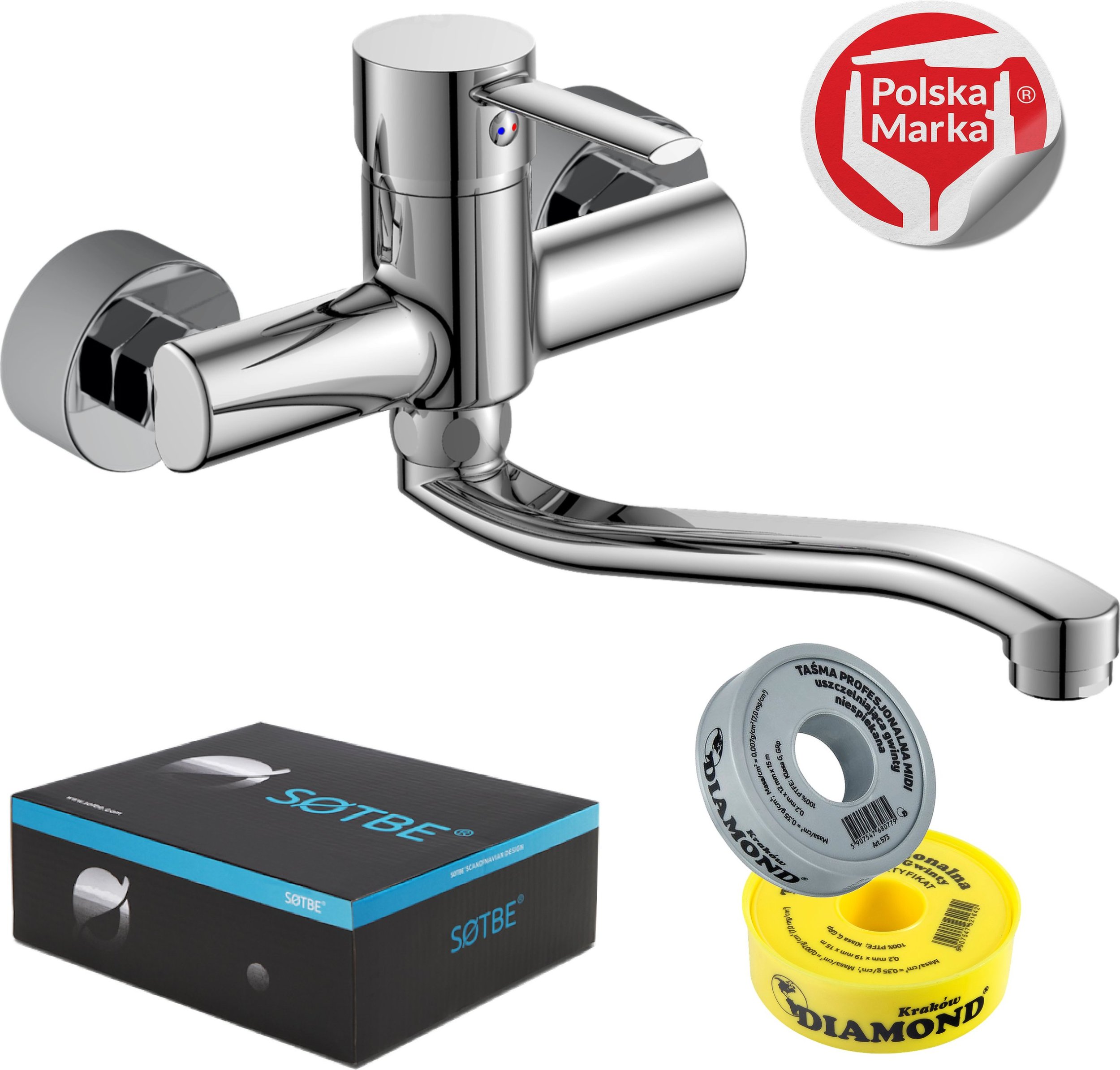 Bateria kuchenna Sotbe SOTBE UNICORN Bateria kuchenna ścienna Ruchoma wylewka 30 cm