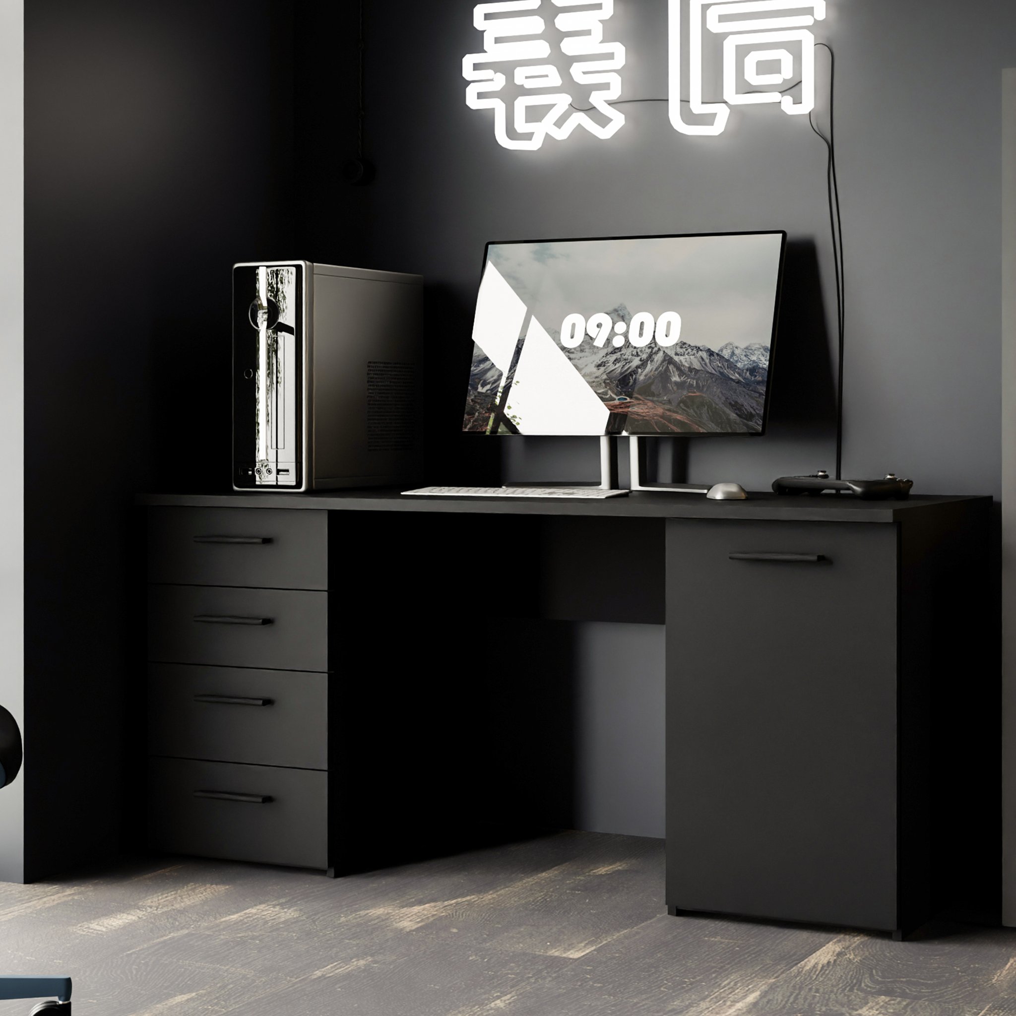 Biurko Gamingowe Z Szufladami Arcalis926 - Czarne