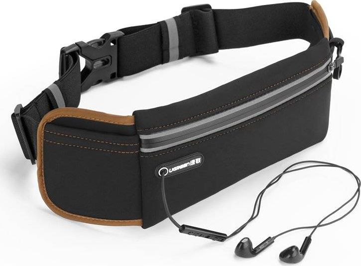 Ugreen Ugreen pas do biegania odblaskowa odblaski saszetka nerka na etui na telefon z wyjściem na słuchawki czarny (20818 LP112)