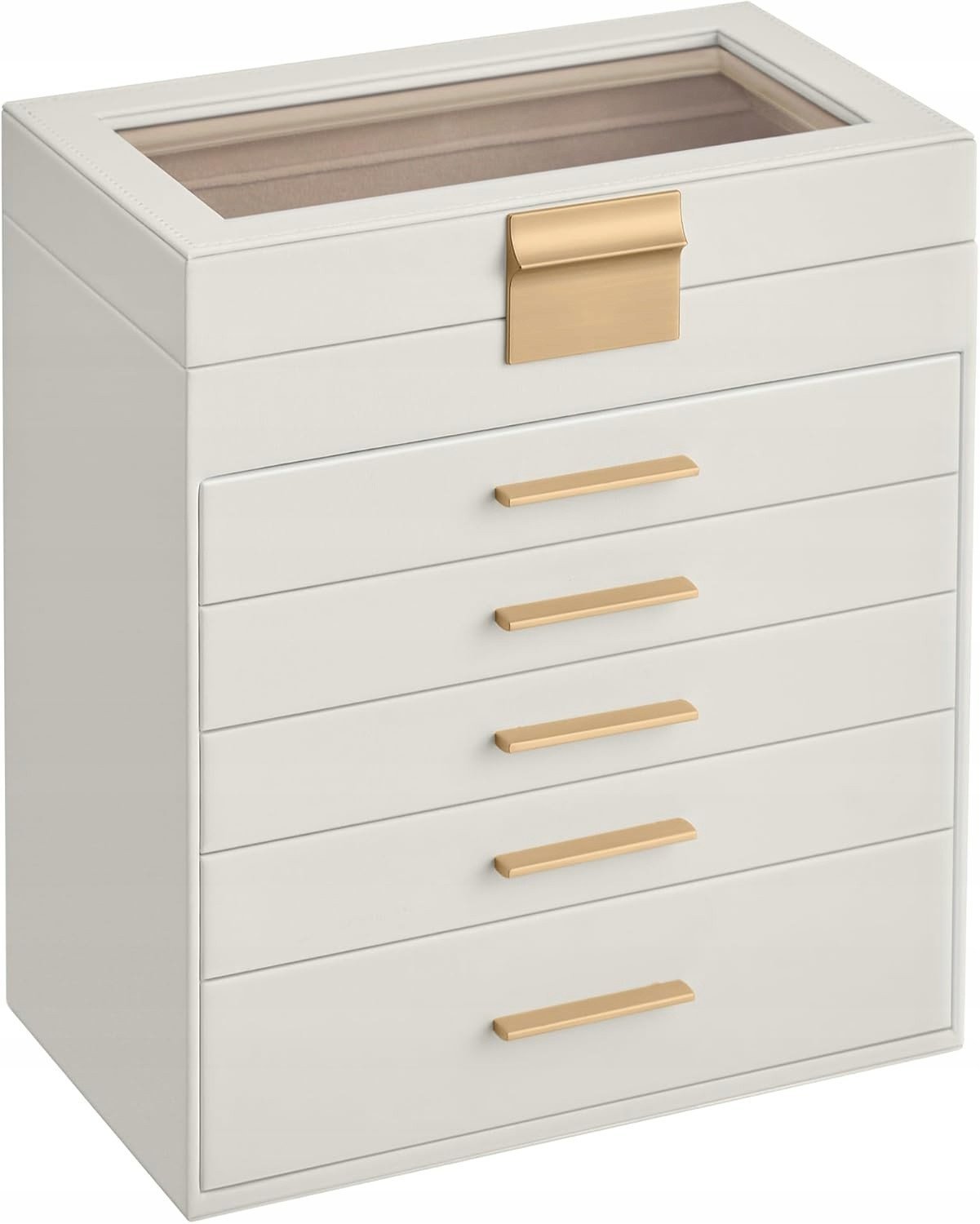 Songmics Pudełko na biżuterię ze szklaną pokrywką