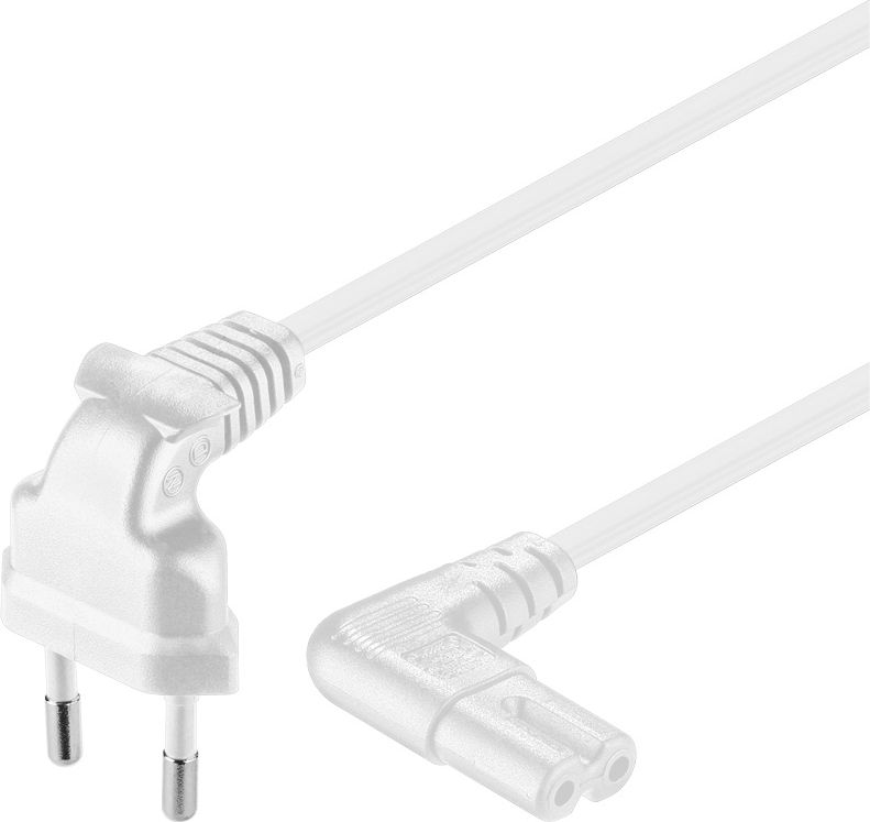 Kabel zasilający Goobay euro 2-pin, kątowy 90 stopni, biały, 2m (97351)