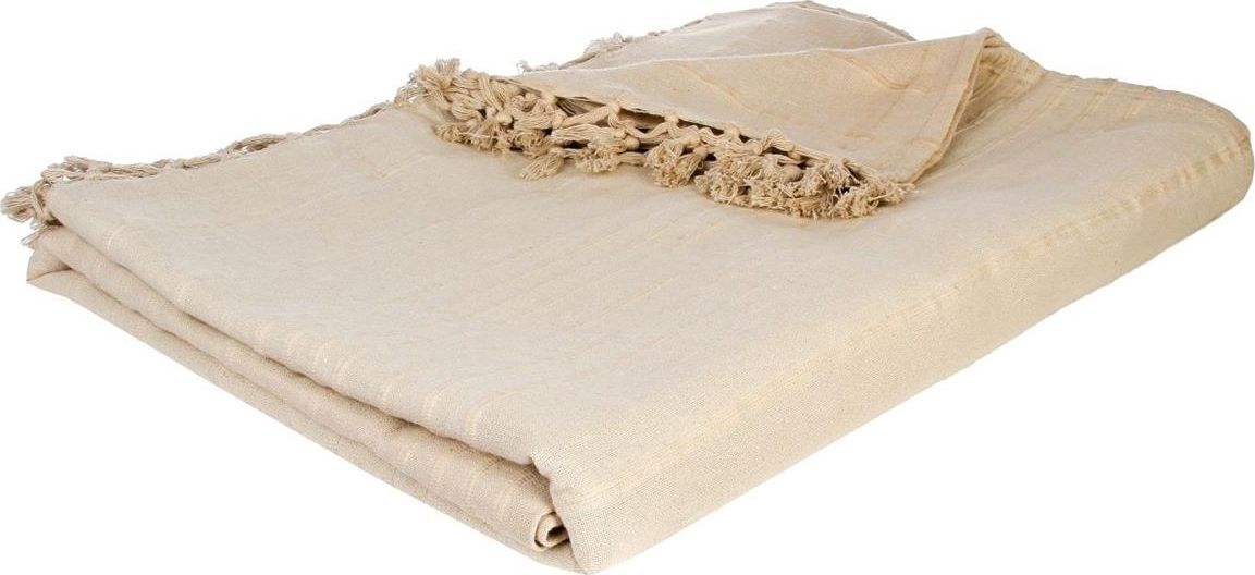 Atmosphera Beżowa narzuta na łóżko 230x250 frędzle