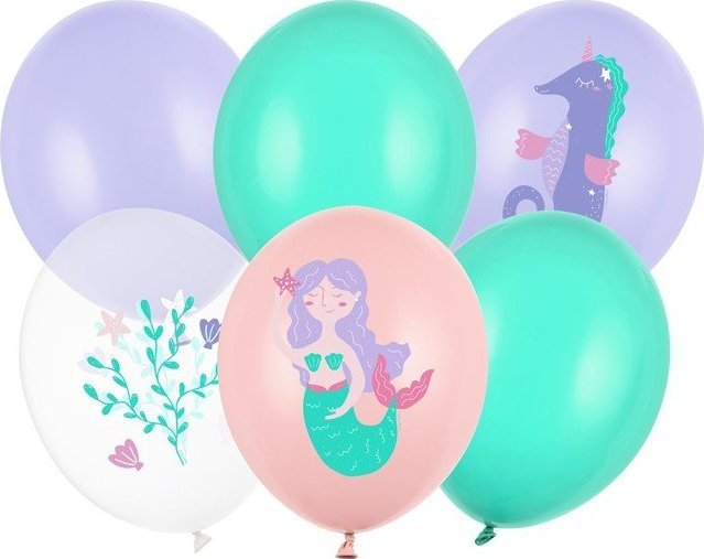 PartyDeco Balony lateksowe kolorowe Morski Świat 6 szt