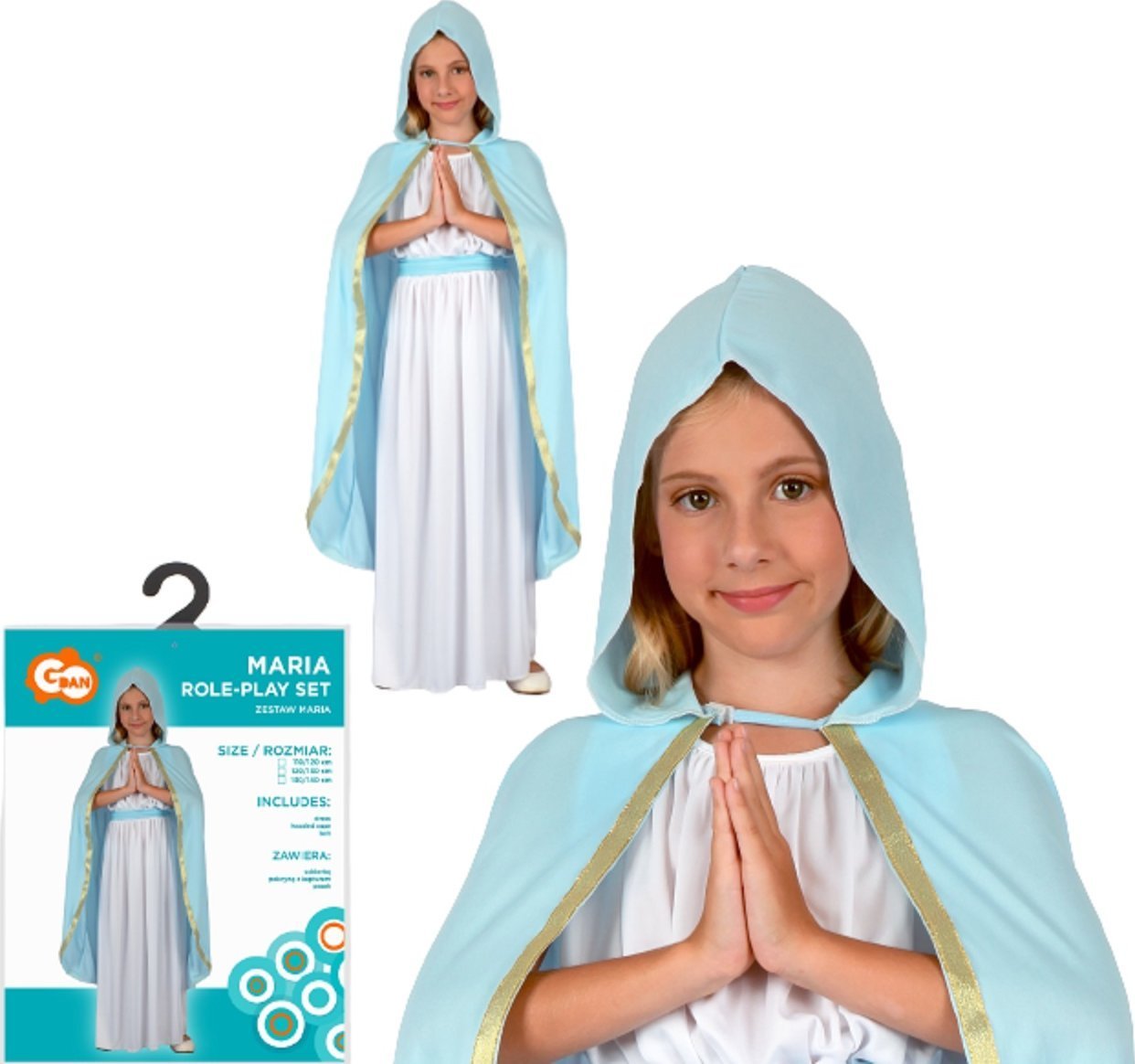 Strój Kostium Maryja sukienka peleryna 110/120 cm