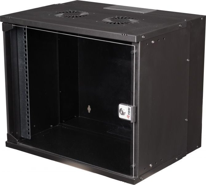 Szafa Equip Obudowa ścienna z drzwiami szklanymi czarna 19" 09U 540x400mm