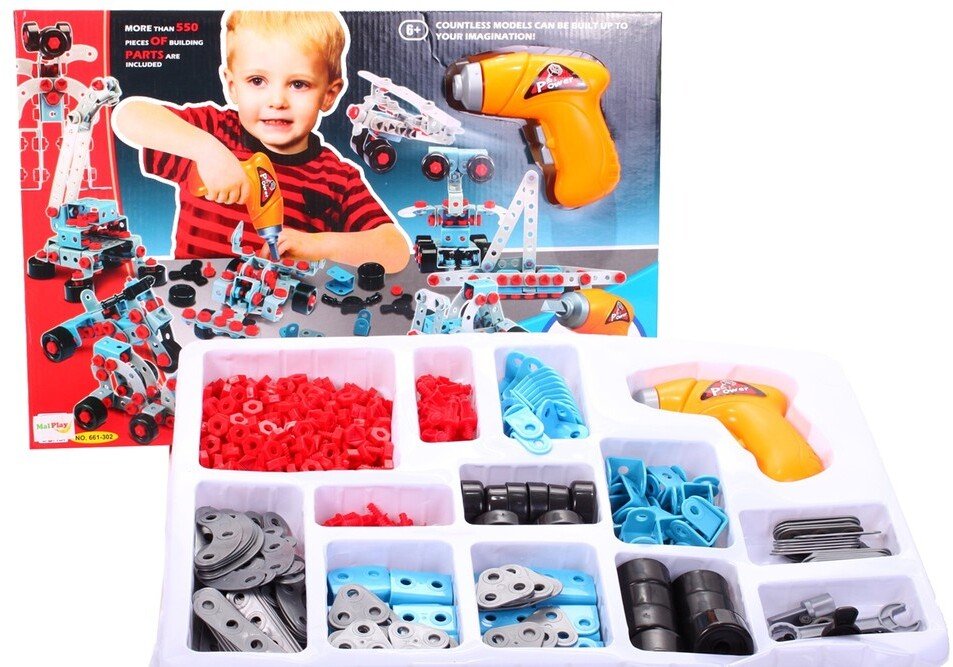 Klocki dla dzieci z wiertarką KONSTRUKTOR 550 el.