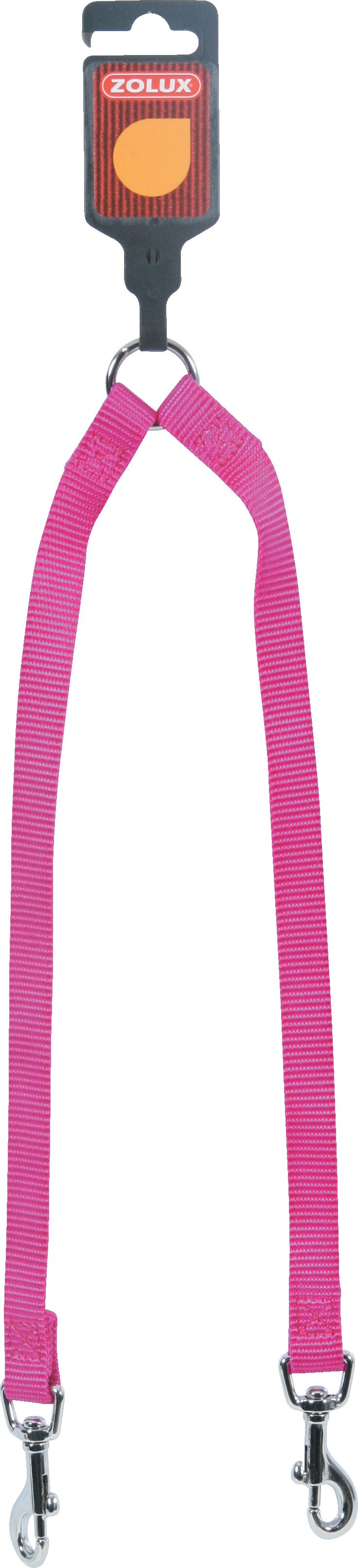 Zolux Smycz podwójna nylonowa 15 mm/40 cm kol. fuksja