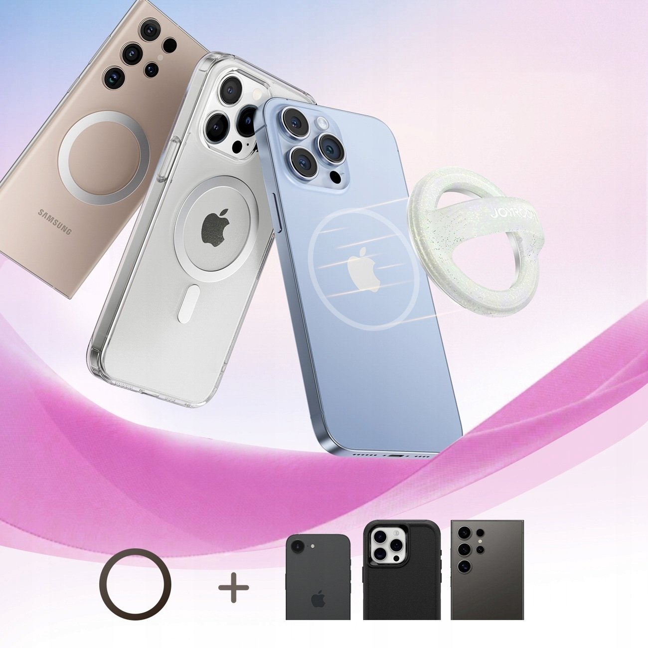 Joyroom Ring magnetyczny JR-ZS500 kompatybilny z MagSafe uchwyt - biały