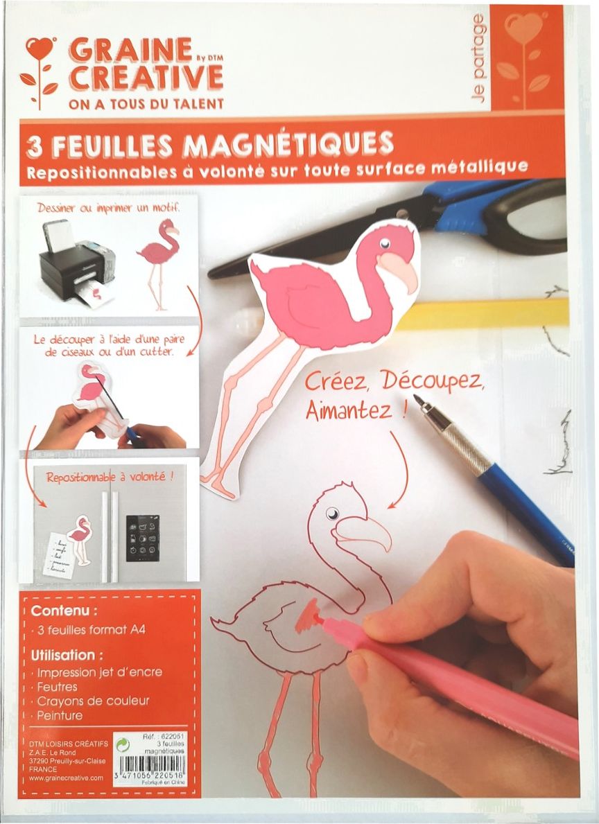 Graine Creative Folia magnetyczna do druku, 3 arkusze A4