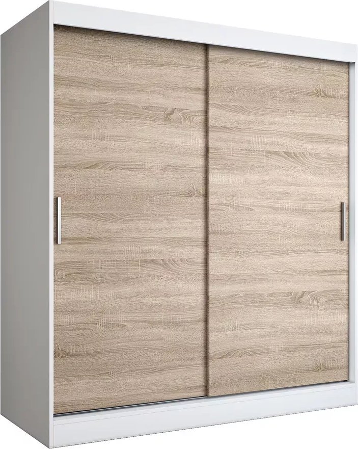 Elior Szafa przesuwna 180 cm biel + dąb sonoma - Corina 5X