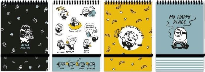 KOŁONOTES A6/96k. Kratka ZAMYKANY NA GUMKĘ / MINIONKI