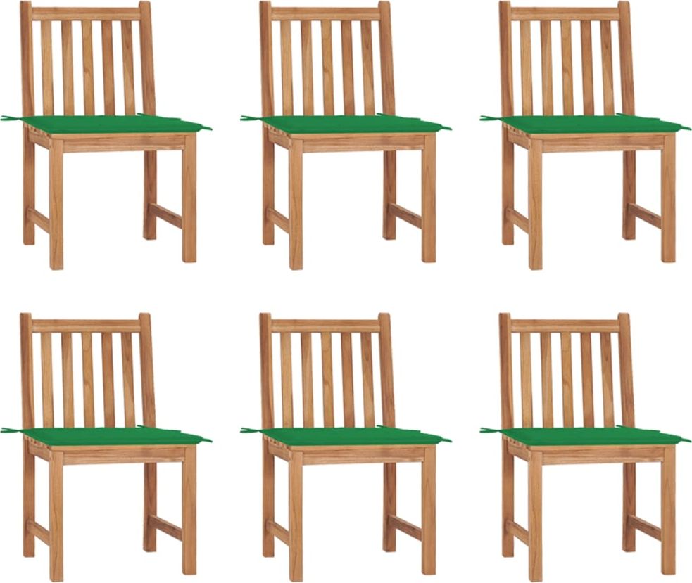 vidaXL Krzesła ogrodowe z poduszkami, 6 szt., lite drewno tekowe