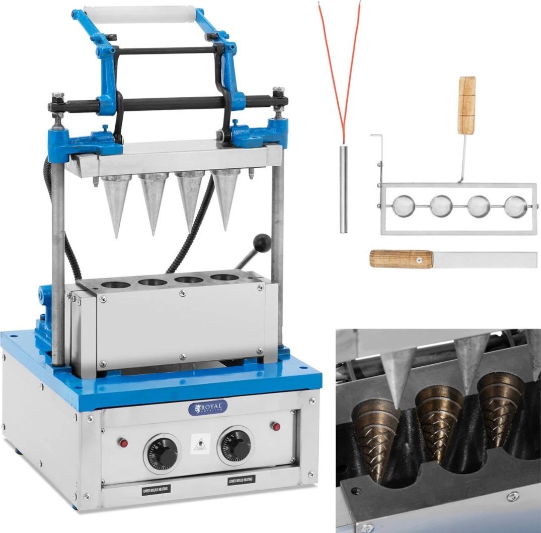 Royal Catering Waflownica maszyna do wypieku wafli rożków do lodów 4200 W 100-120 szt./godz.