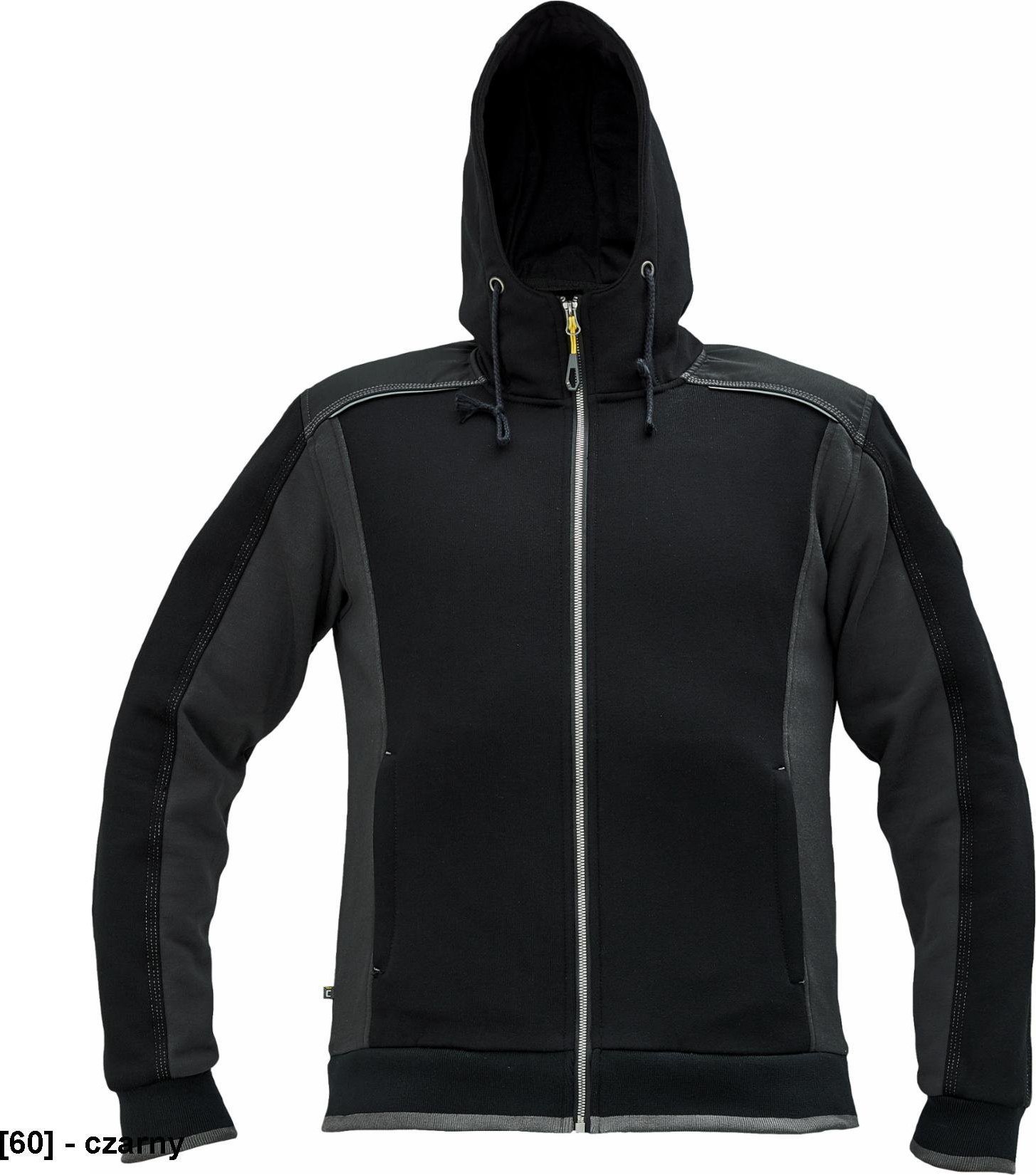 CERVA DAYBORO - męska bluza, kaptur, odblaskowe elementy, 55% bawełna, 45% poliester - czarny 4XL