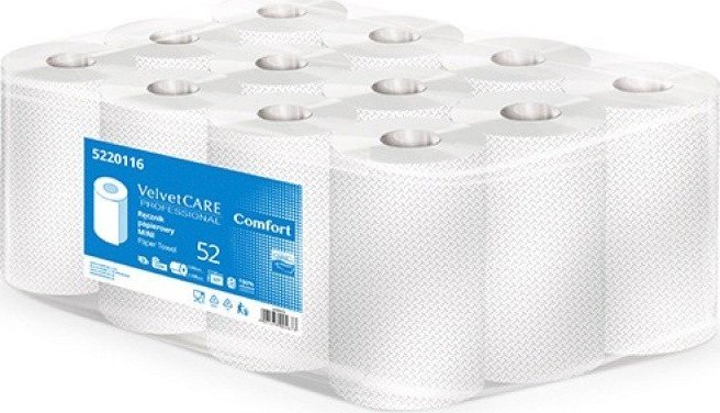 Velvet Ręczniki w roli celulozowe VELVET MINI, 2-warstwowe, 52m, 12 rolek, białe