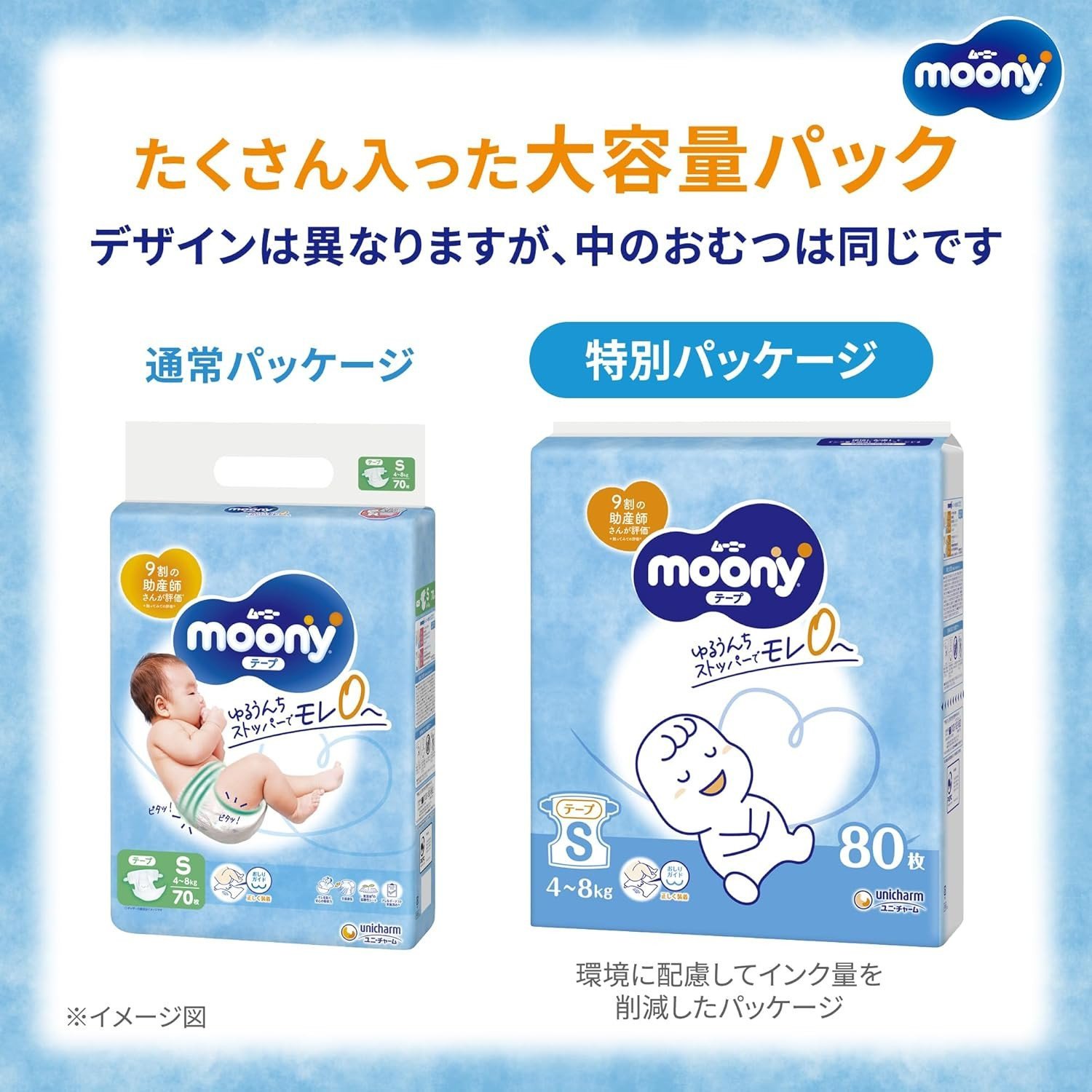 MOONY japoniškos sauskelnės, S, 4-8 kg, 80 vnt.