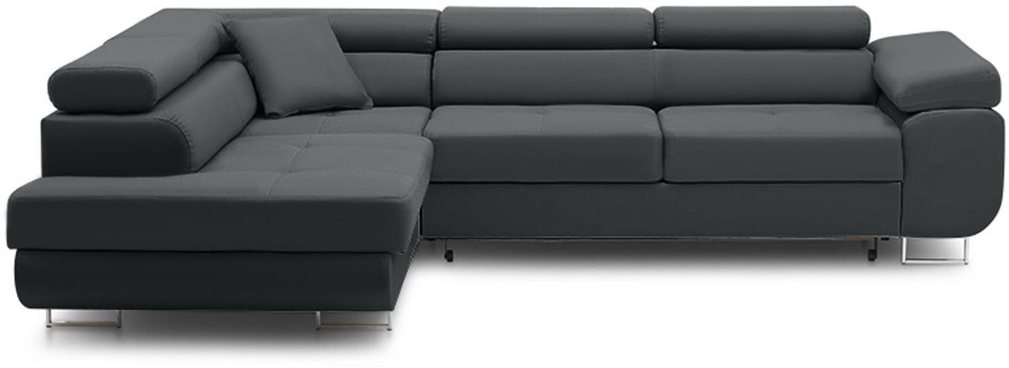 Duży narożnik, lewy, Bellezza, velvet, 270x206x87 cm, ciemny szary | TYLETEGOTU