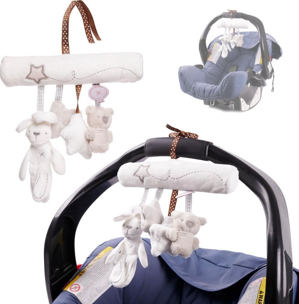 KIK Zawieszka na wózek nosidełko szaro biała zwierzaki