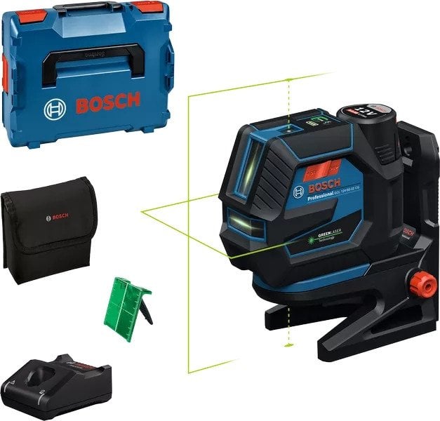 BOSCH LASER KRZYŻOWY GCL 12V-50-22 CG ZIELONY +UCHWYT RM 20 +ADAPTER AA 1 1x2,0Ah