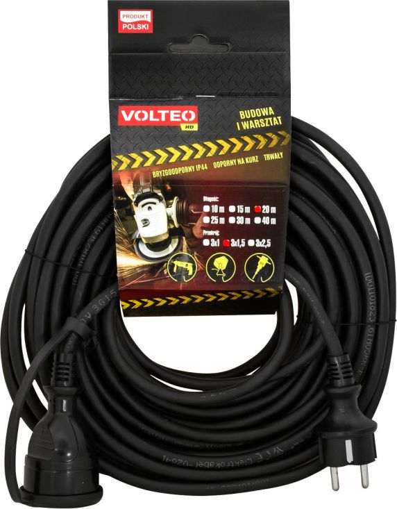 Volteo PRZEDŁUŻACZ HEAVY DUTY 20M PRZEWÓD H05RR-F 3*1,5MM