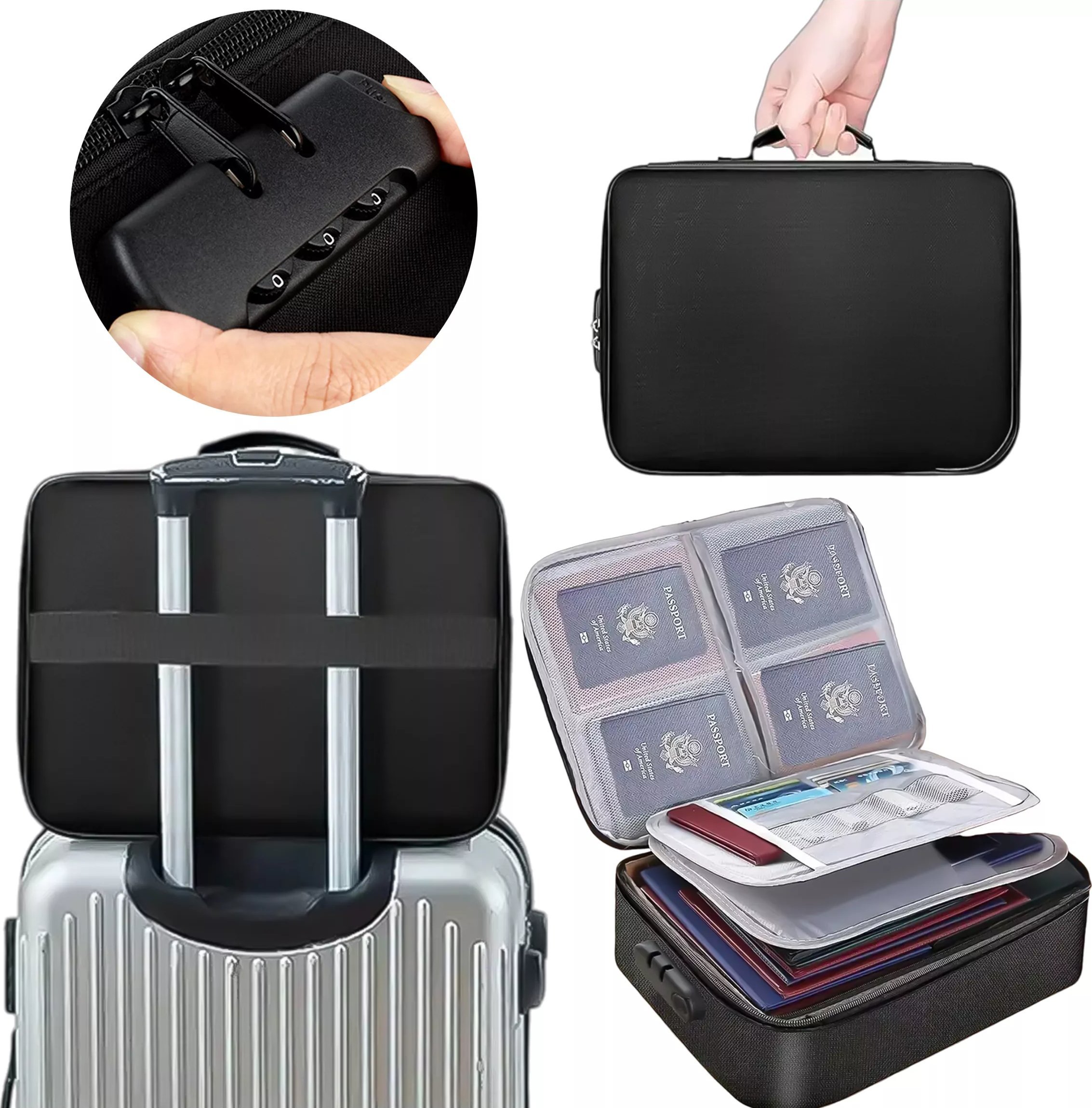 Walizka torba podróżna Alogy Bag for Documents with Number Lock - 37x11x27cm Czarna