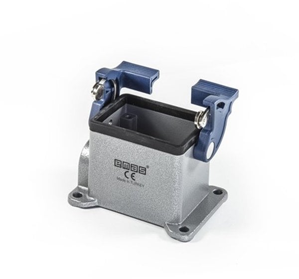 Przyłącze metalowe, puste, 6 pin, 16 A, boczne przy. (montaż pow.), ręczne zamknięcia z rolką - plastikowe T0-EBM06GD12