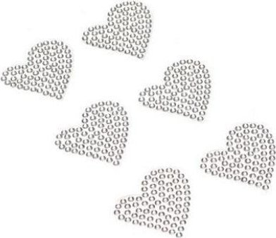 Dżety samoprzylepne serca srebrne 6szt