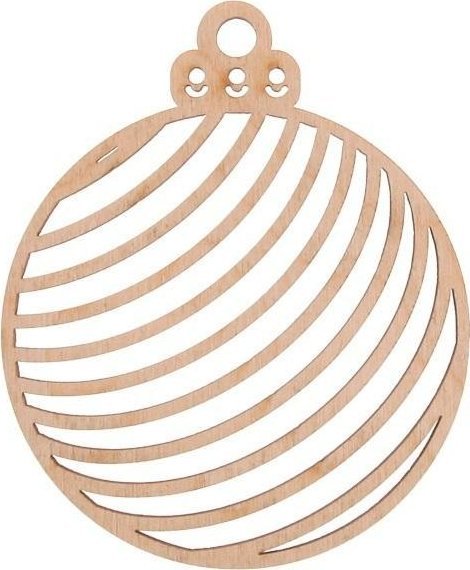Bombka drewniana w paski 3szt naturalna