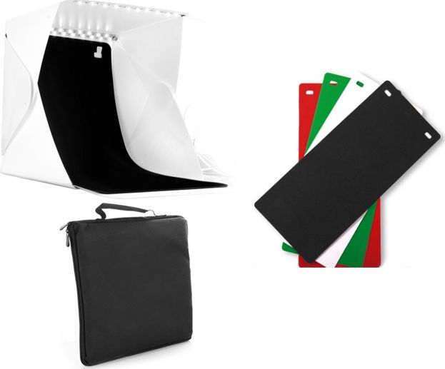 Massa Namiot Bezcieniowy 2x Led / Studio Do Zdjęć / StÓŁ 40cm + 4x TŁo