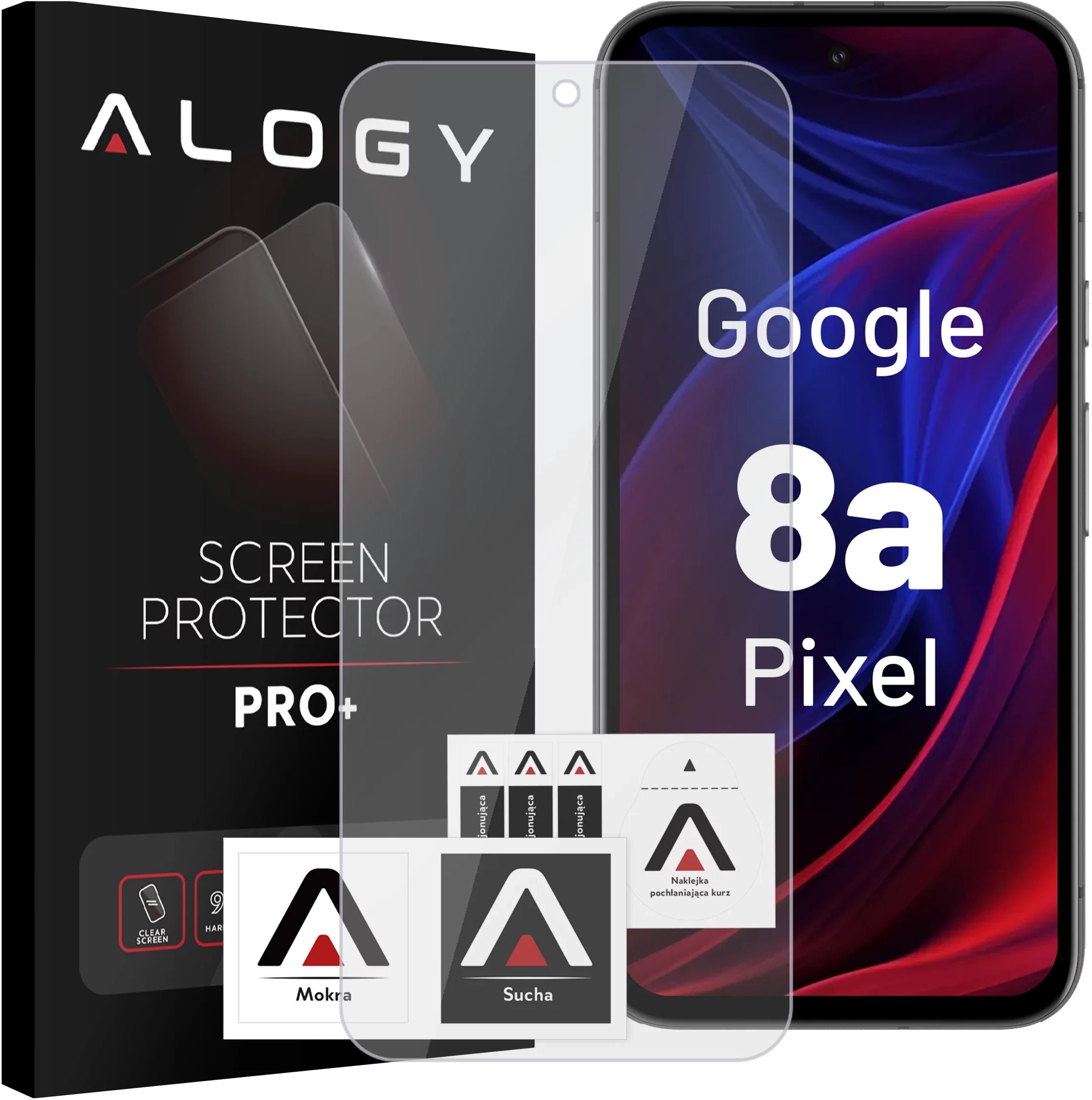 Szkło hartowane do Google Pixel 8a ochronne szkiełko na ekran 9H Alogy Heavy Pro+