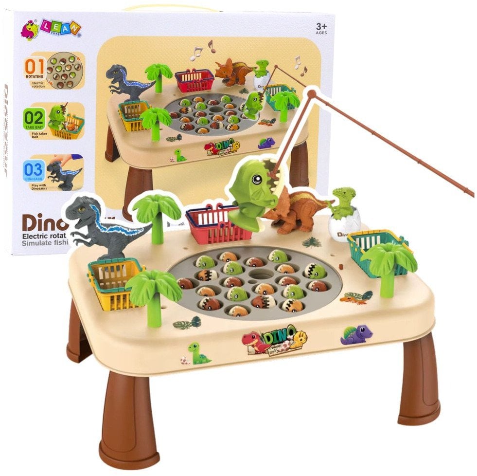 LeanToys Stolik Do Łowienia Dinozaurów Elektryczny Obrotowa Tarcza Dźwięki