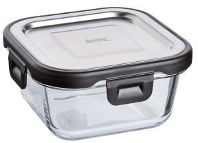 Pojemnik na żywność Spring Tools Fusion2+, szkło borokrzemowe/stal nierdzewna, 0,32 l, 11,5 x 11,5 x 6 cm