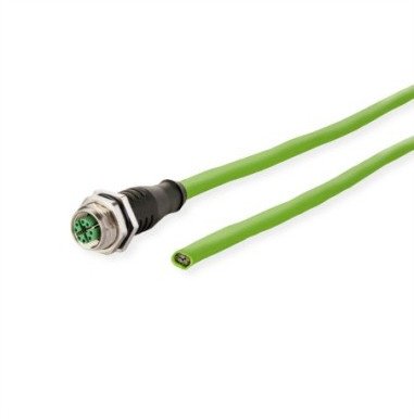 Kabel METZ CONNECT M12 Industrial Ethernet, kodowany X, gniazdo M12 proste - wolny koniec, PUR, 1 m