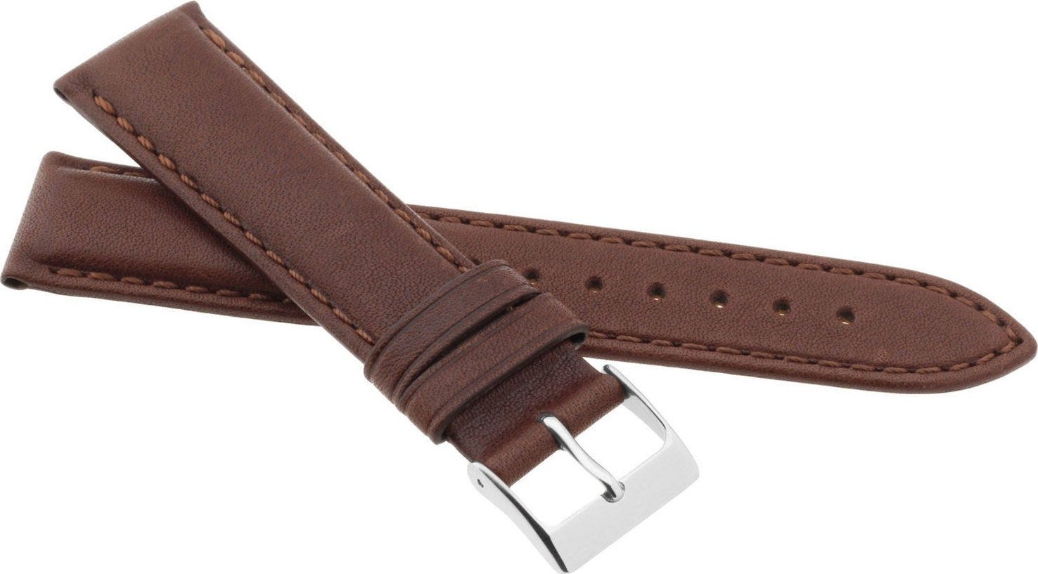 JVD Skórzany pasek do zegarka 22 mm JVD R42202-22 ciemnobrązowy