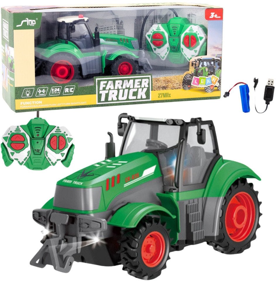 Ciągnik Traktor Rolniczy Zdalnie Sterowany RC Zielony 1:24