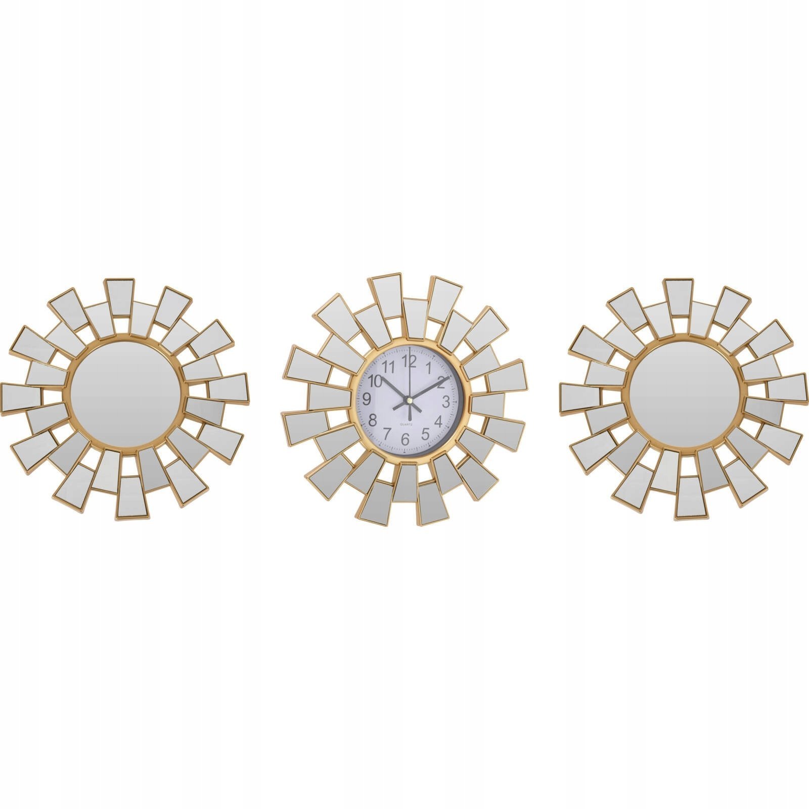 Home Styling Collection Lustra dekoracyjne w geometrycznych ramach, 2 sztuki + zegar ścienny