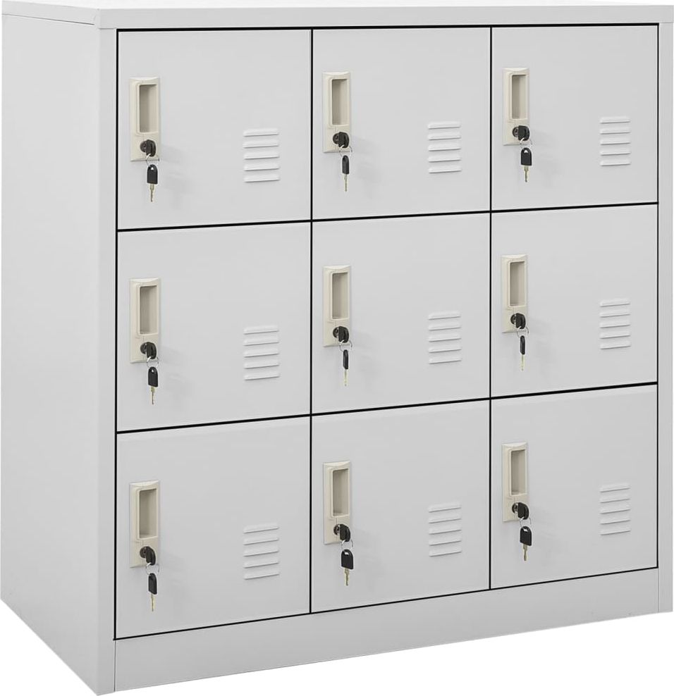 vidaXL Szafka zamykana na klucz, jasnoszara, 90x45x92,5 cm, stal