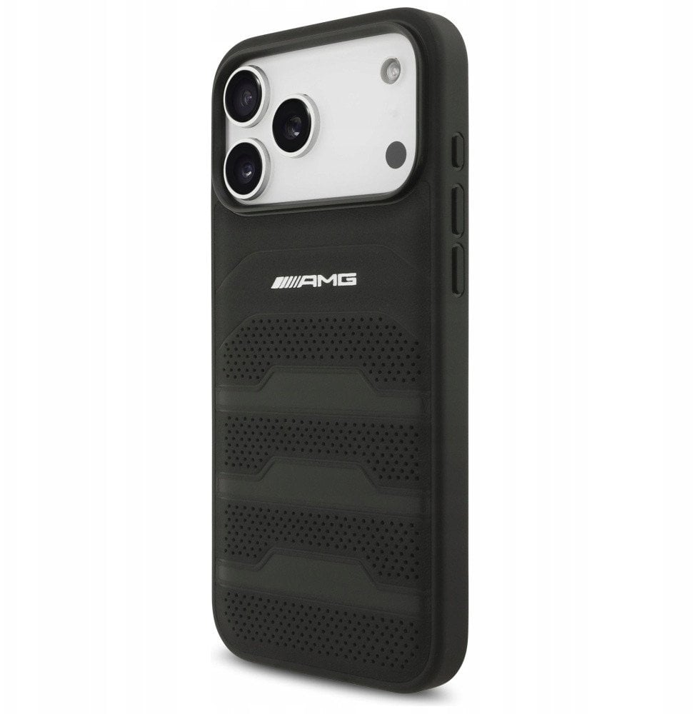 Case AMG Leather Debossed Lines Logo for iPhone 17 Pro Max black