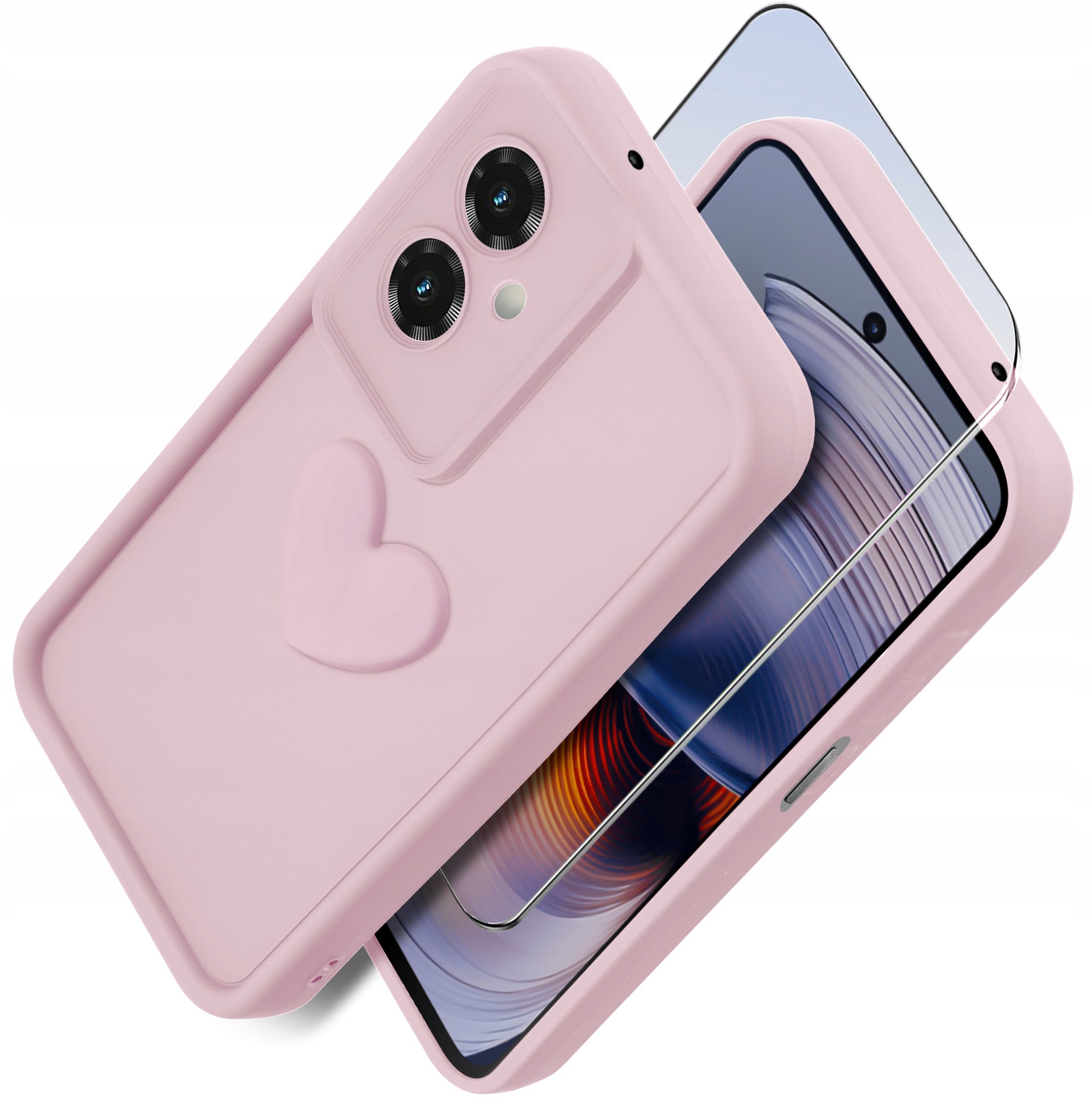 Etui do Motorola Moto G55 5G silikonowe MATOWE serce + Szkło na ekran