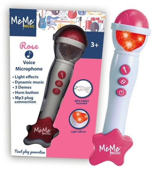 MEME RÓŻOWY MIKROFON Z EFEKTAMI DŹWIĘKOWYMI I ŚWIATŁEM