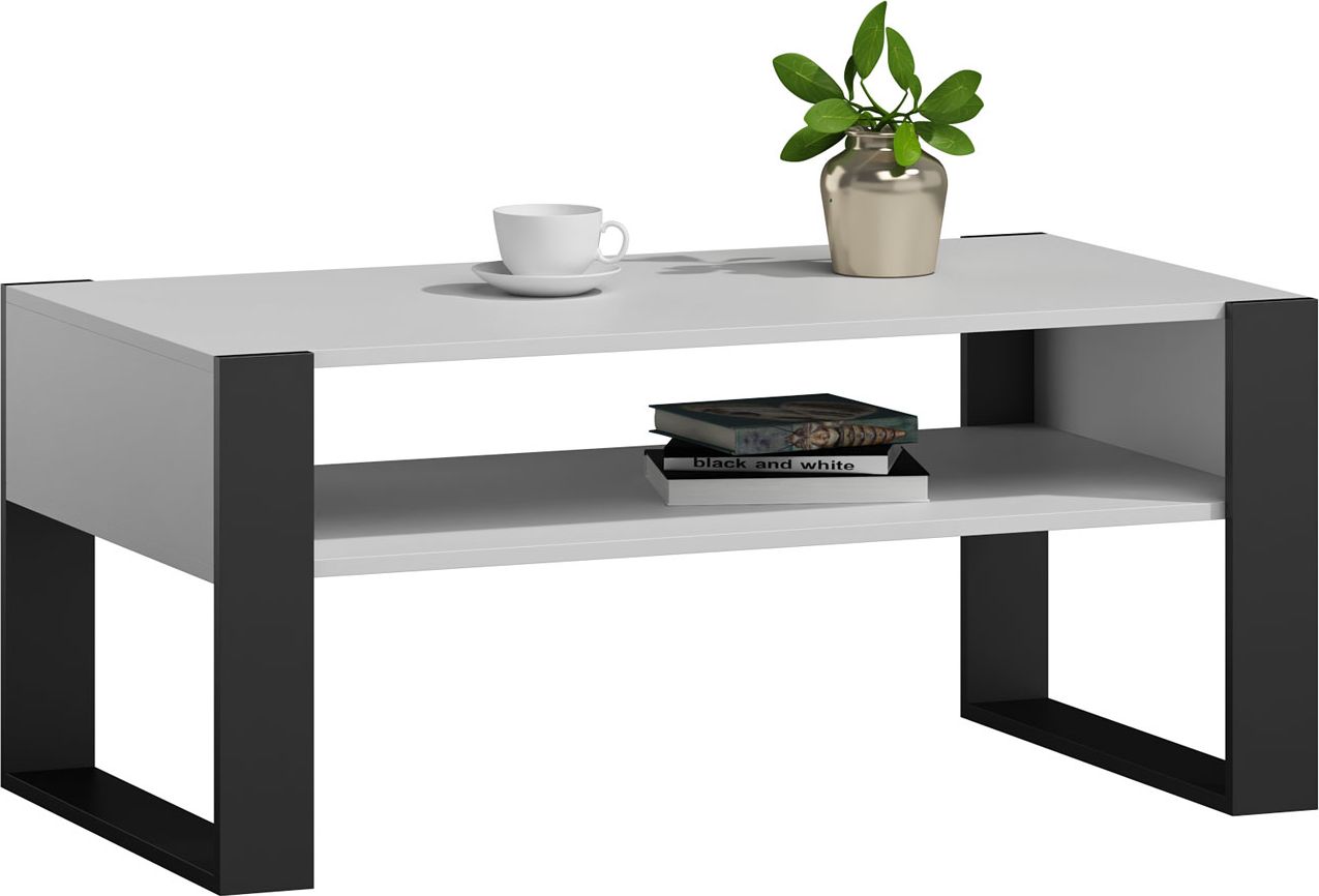 Elior Minimalistyczna ława do salonu czarny/biały - Lazira