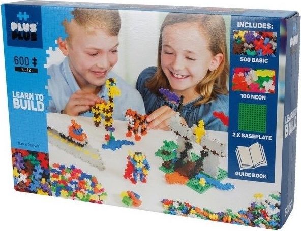 Plus Plus Mini mix 600 szt. (Basic, Neon) i 2 płytki konstrukcyjne