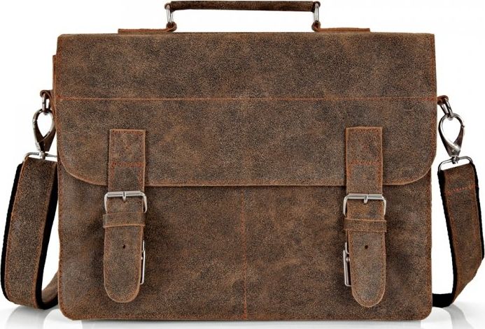 Solome BRĄZOWA SKÓRZANA TORBA LISTONOSZKA NA RAMIĘ SOLOME