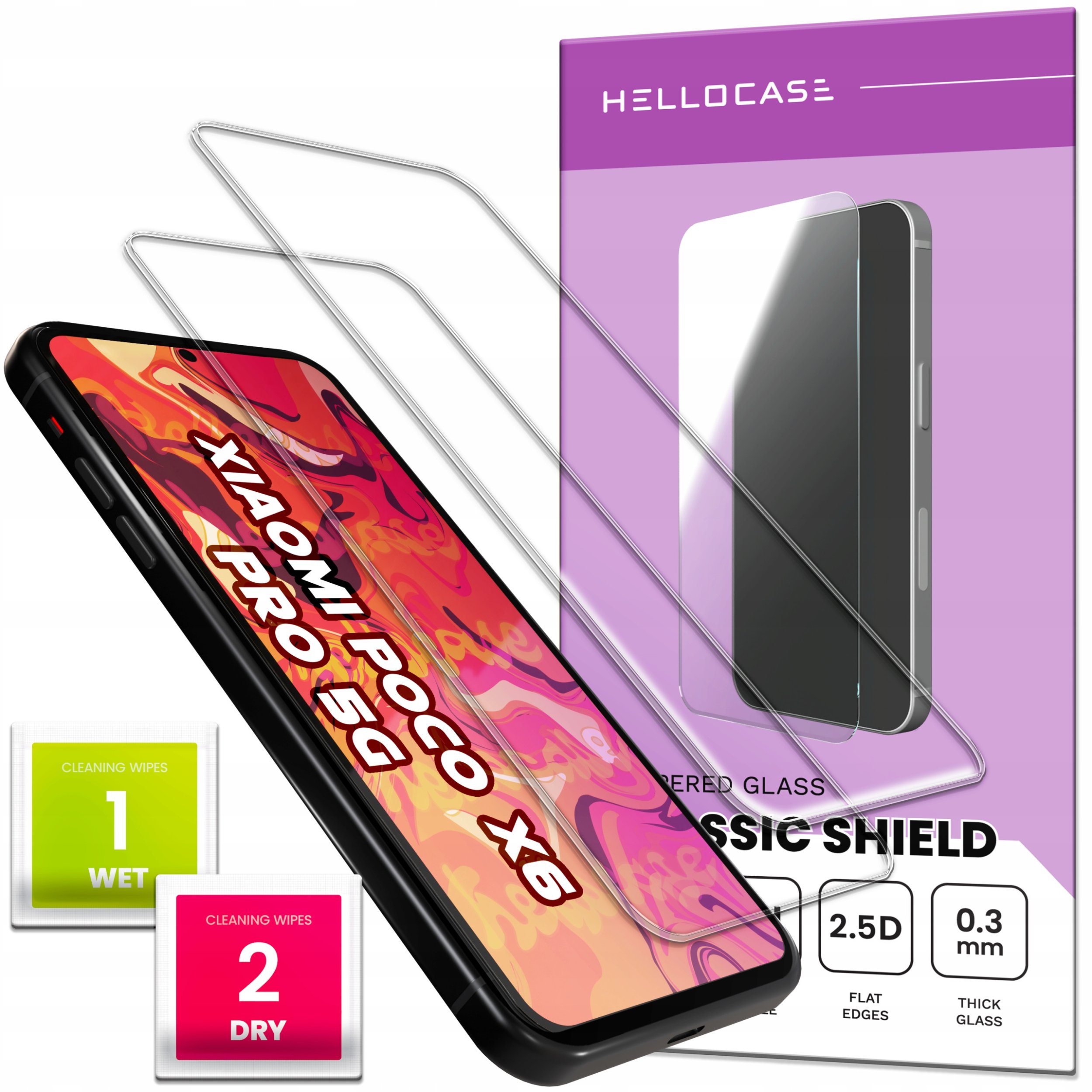 2-PAK Szkło Hartowane do Xiaomi Poco X6 Pro 5G (9H, płaskie 2.5D, ochronne)