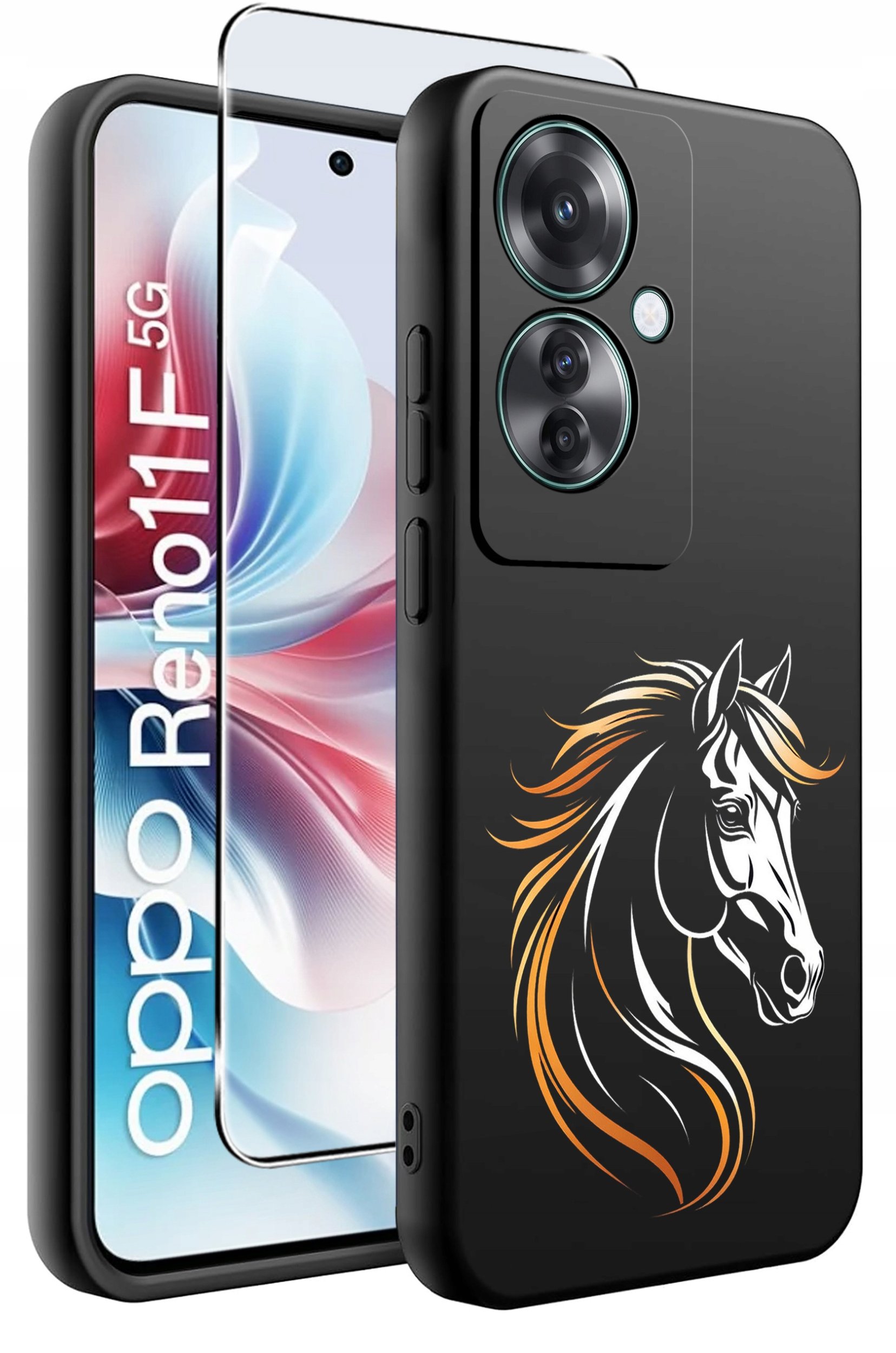 ETUI do Oppo Reno11 F 5G WZORY | SILIKONOWE MATT CASE + SZKŁO HARTOWANE 9H