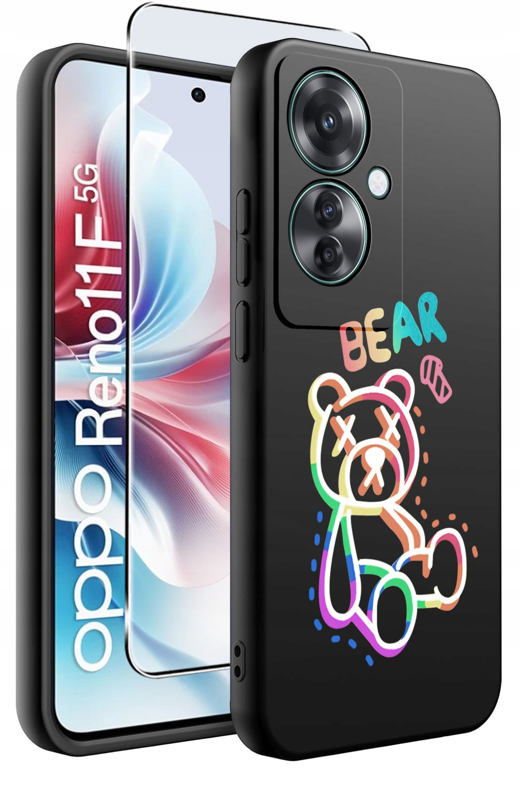 ETUI do Oppo Reno11 F 5G WZORY | SILIKONOWE MATT CASE + SZKŁO HARTOWANE 9H