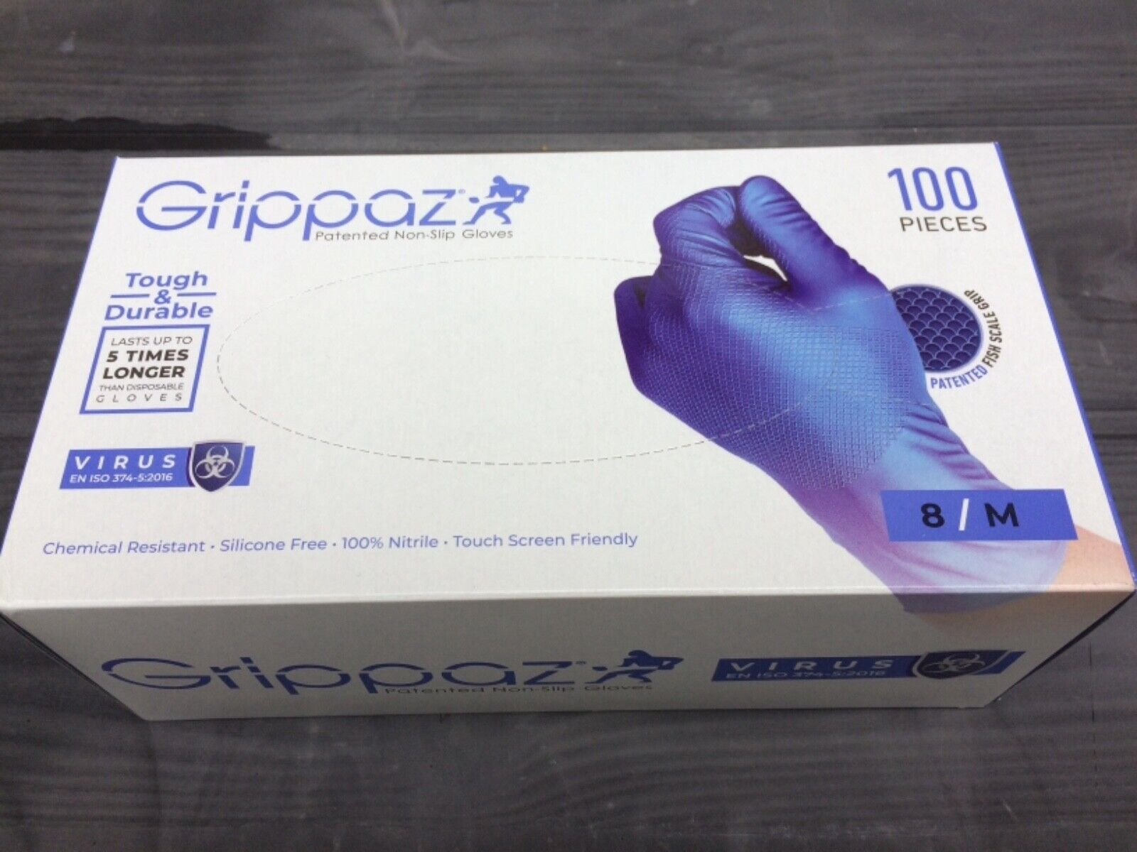 Disposable nitrile gloves with rough palm GRIPPAZ-245VB, size M, 100pcs.