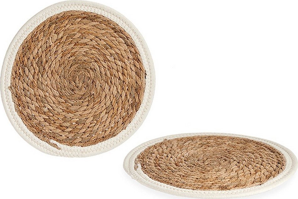 Bigbuy Home Podkładki na stół Brązowy Biały Naturalne Włókno ( 30 cm)