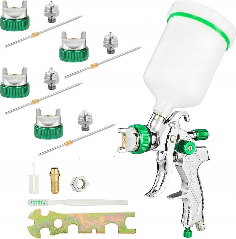 Rosfix PISTOLET LAKIERNICZY 4X DYSZA HVLP 1.4 1.7 2.0 2.5 ZESTAW MALARSKI ZBIORNIK
